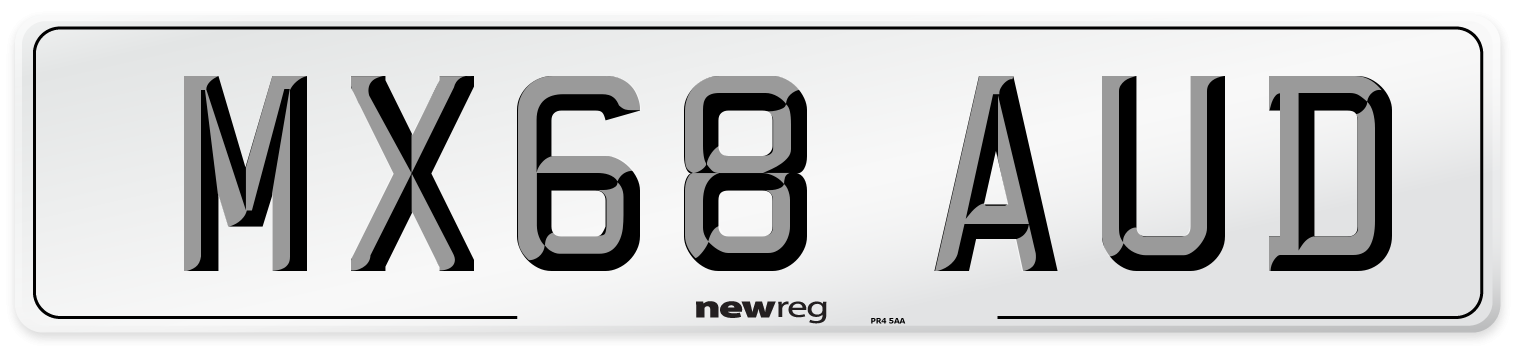 MX68 AUD Number Plate from New Reg